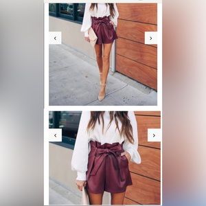 VICI Red Faux Leather Shorts